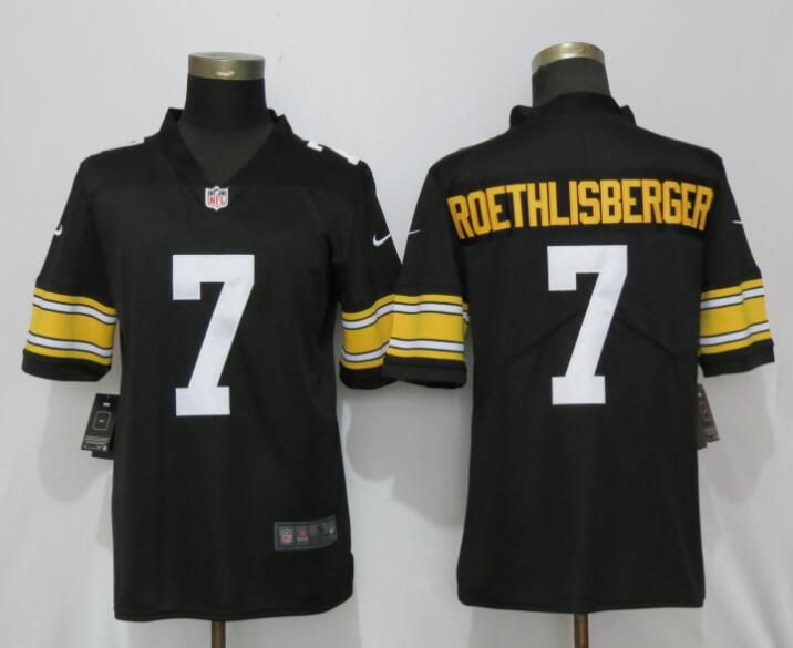 Men Pittsburgh Steelers 7 Roethlisberger Nike Black Alternate Game NFL Jerseys